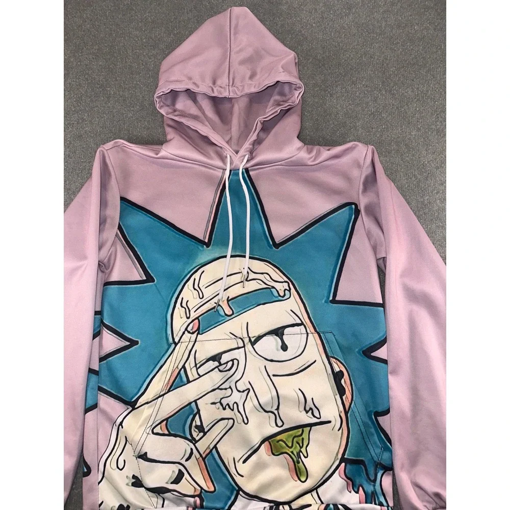Rick and Morty Kids‎ Graphic Hoodie Purple Trippy Rick Sanchez Sweatshirt XS